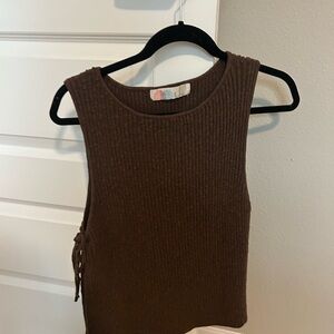 Free People Brown Ribbed Tank Top